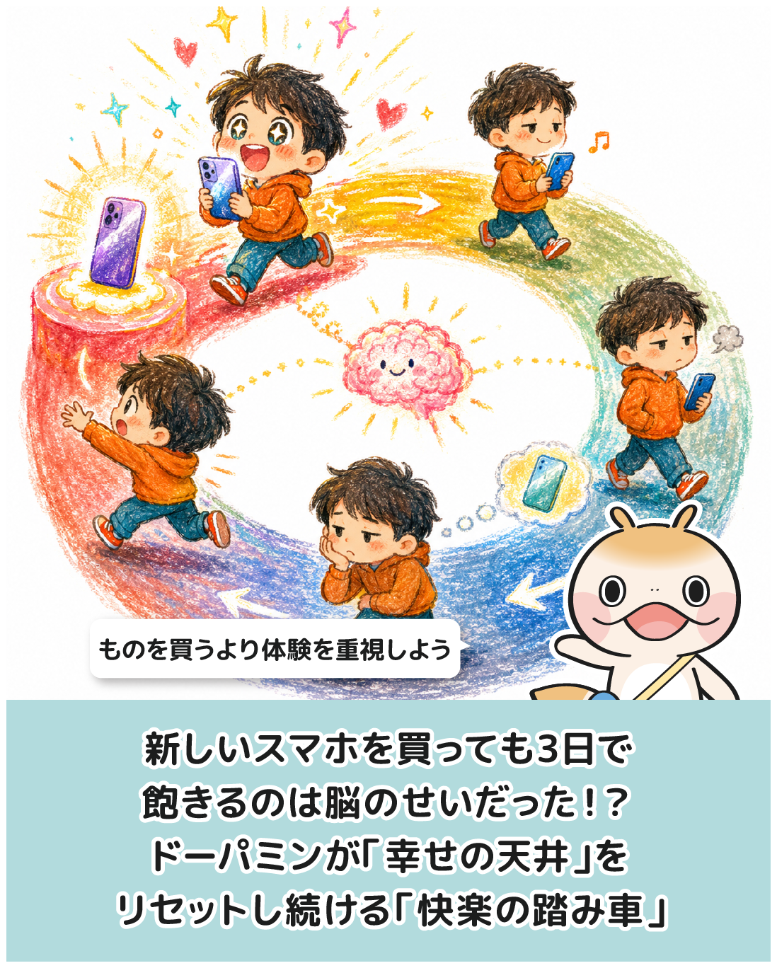 新しいスマホを買っても3日で飽きるのは脳のせいだった！？ドーパミンが「幸せの天井」をリセットし続ける「快楽の踏み車」